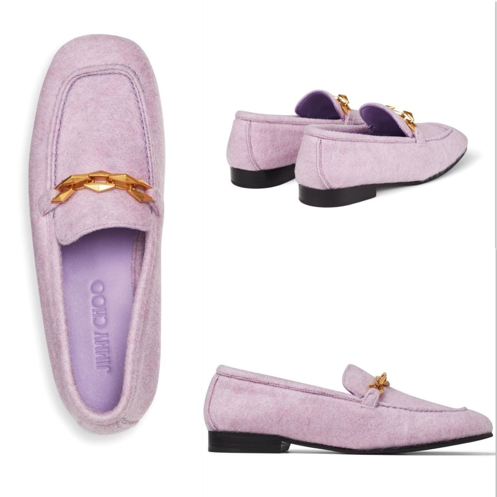 EUC JIMMY CHOO Diamond Tilda 15mm Loafers In Purple $850 38.5